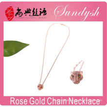 Rose Gold Jewelry Bling CZ Stone Leopard Head Silver Jewelry Leopard Fashion Necklace